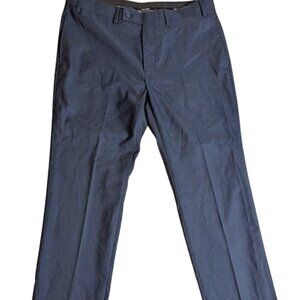 Men’s Calvin Klein 36W X 30L Slim Fit Navy Flat Seam Trousers Button Dress Pants